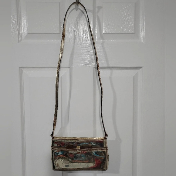 Kate Spade New York Bow Accent Metallic Gold Polka Dot Design Crossbody - Picture 2 of 14